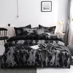 housse de couette noire et grise
