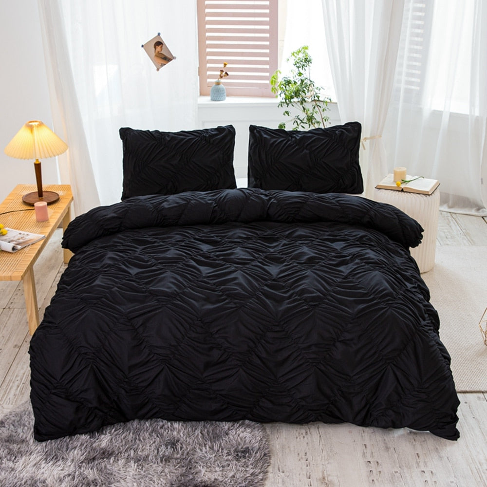 housse de couette plis pincés noire