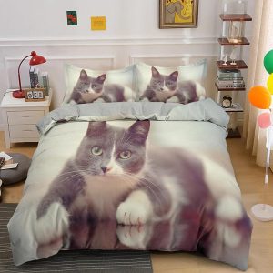 housse de couette avec chat couché