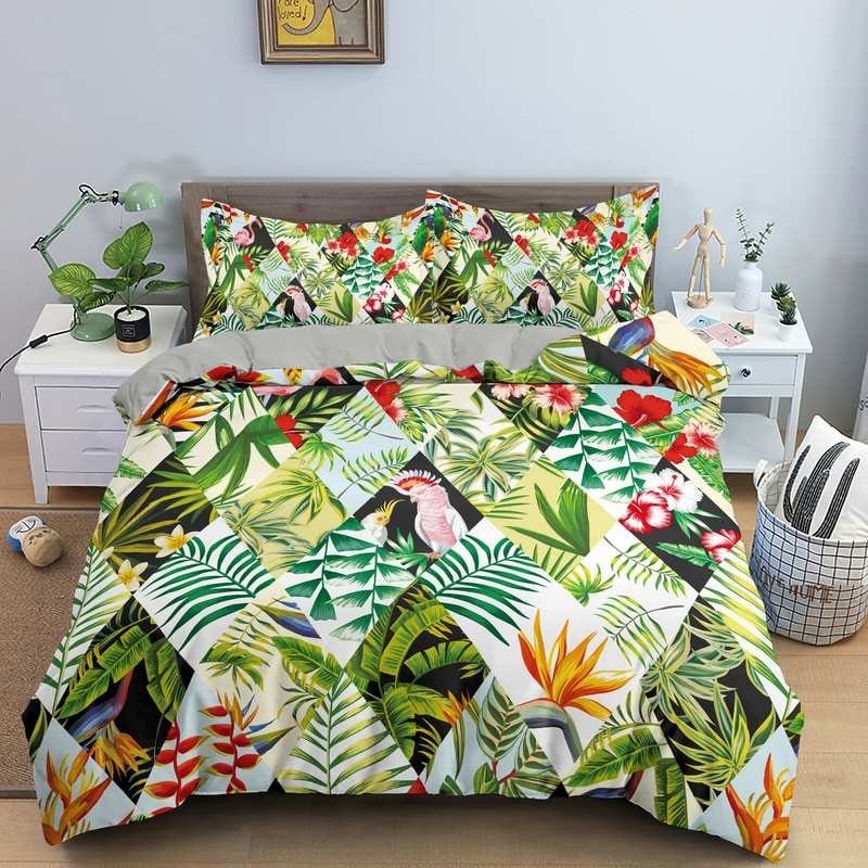housse de couette motifs tropicaux