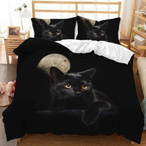 housse de couette noire chat