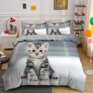 housse de couette chaton gris