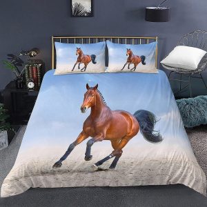 housse de couette cheval marron