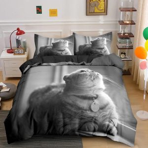 housse de couette chat blanc
