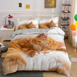 housse de couette chat roux