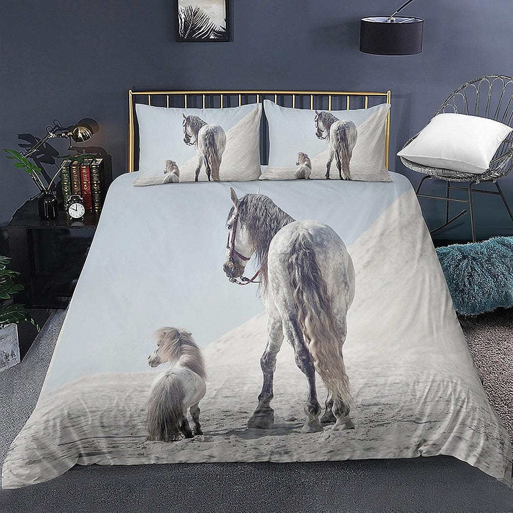housse de couette chevaux blanc