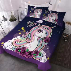 housse de couette Licorne arc en ciel