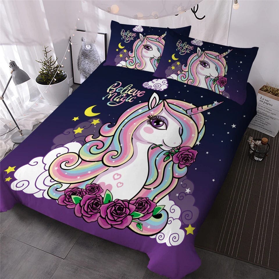 housse de couette Licorne arc en ciel