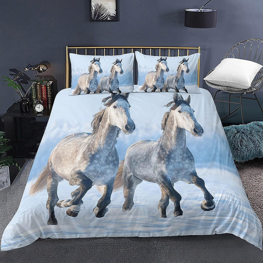 housse de couette Chevaux en Neige
