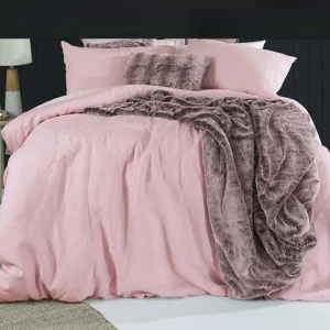 housse de couette lin rose