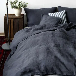 housse de couette lin gris