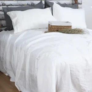 housse de couette en lin blanc
