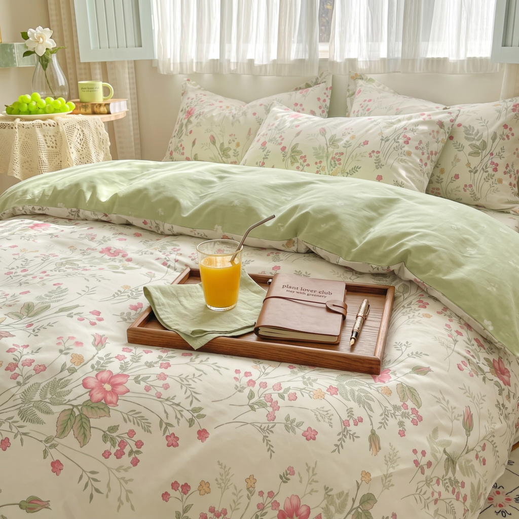 Housse de couette Fleurs Roses pratique