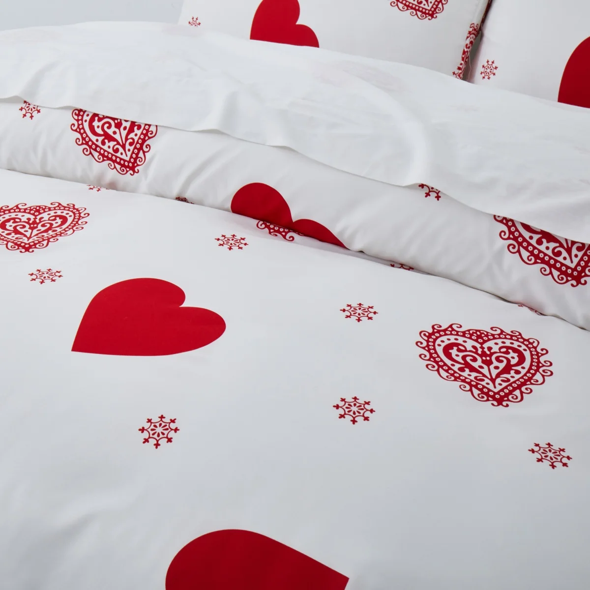 lit avec housse de couette Coeur Blanc