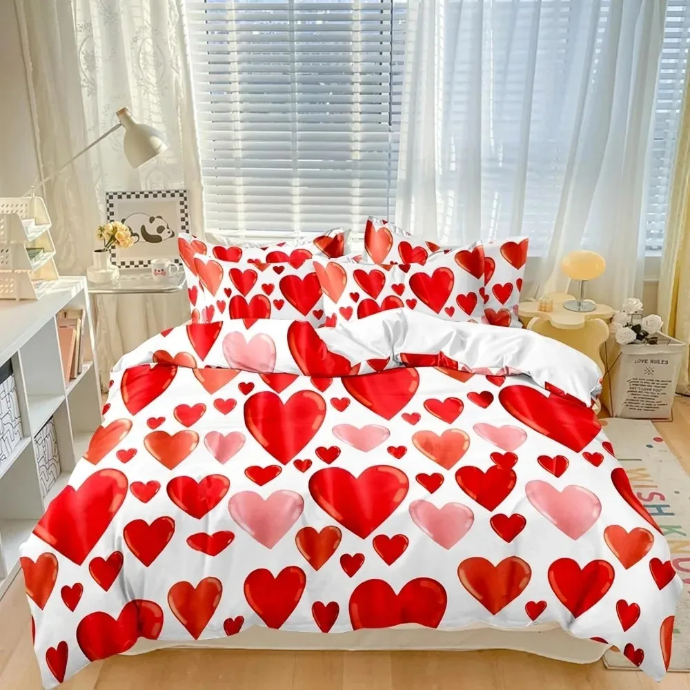 housse de couette coeur rouge