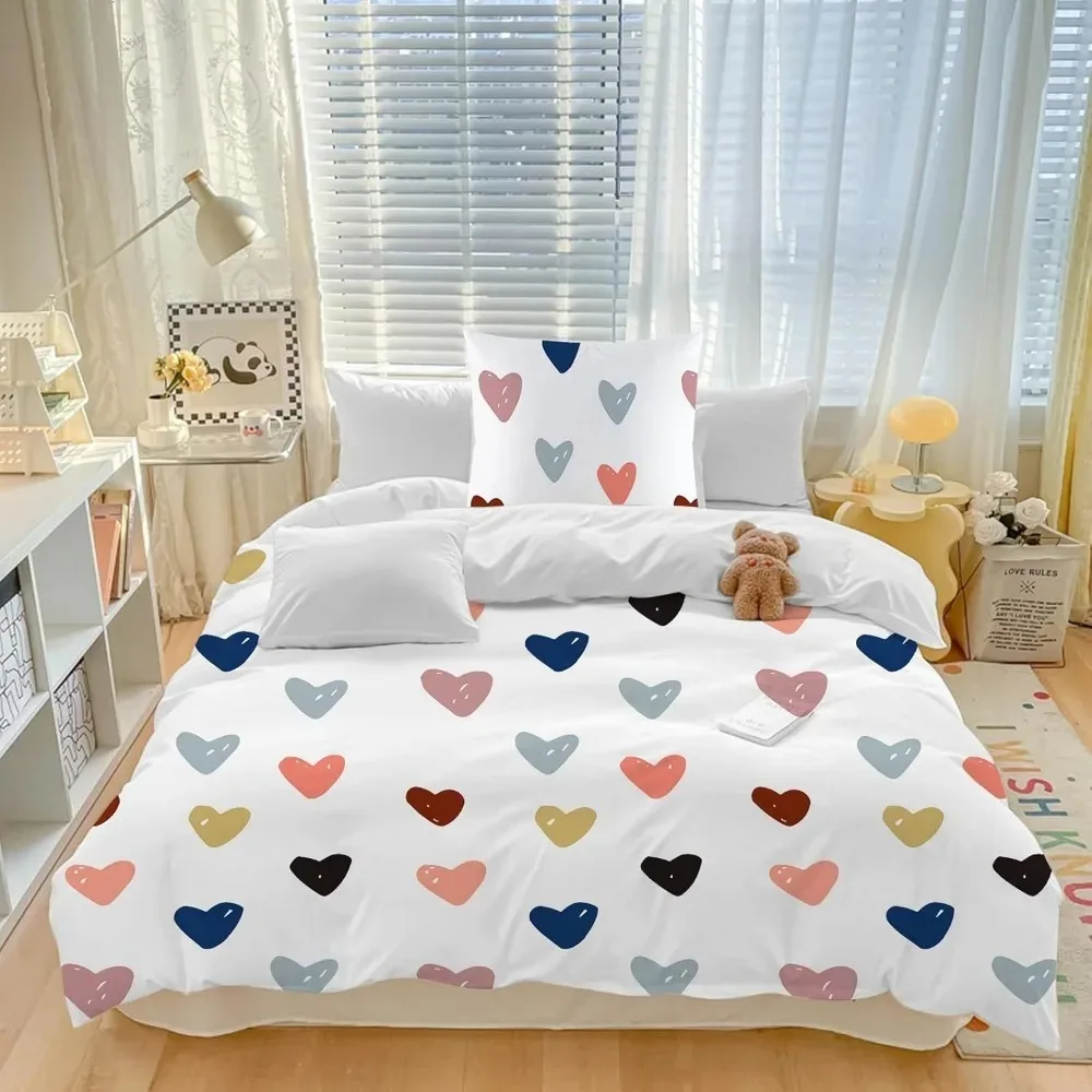 housse de couette coeurs multicolores