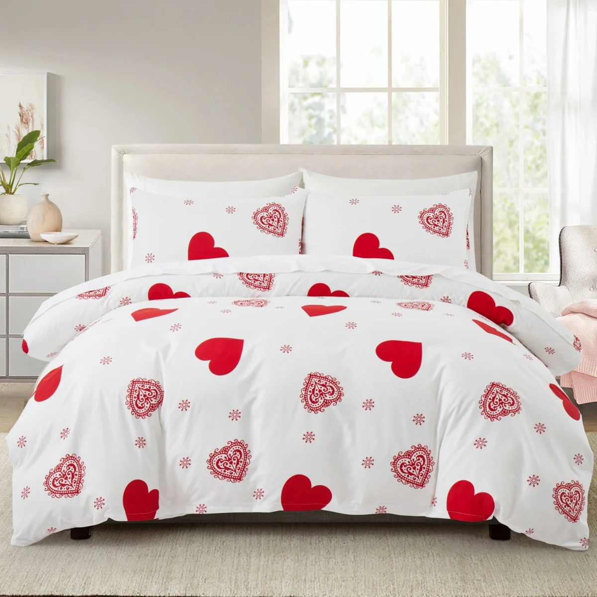 housse de couette Coeur Blanc