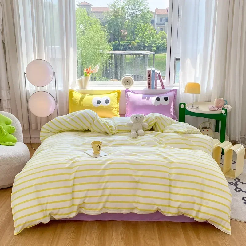 housse de couette Rayures Jaune