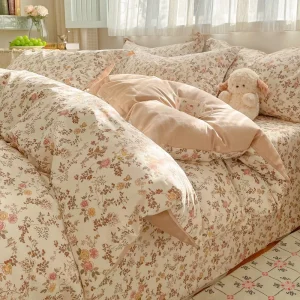 housse de couette fleurs rosés