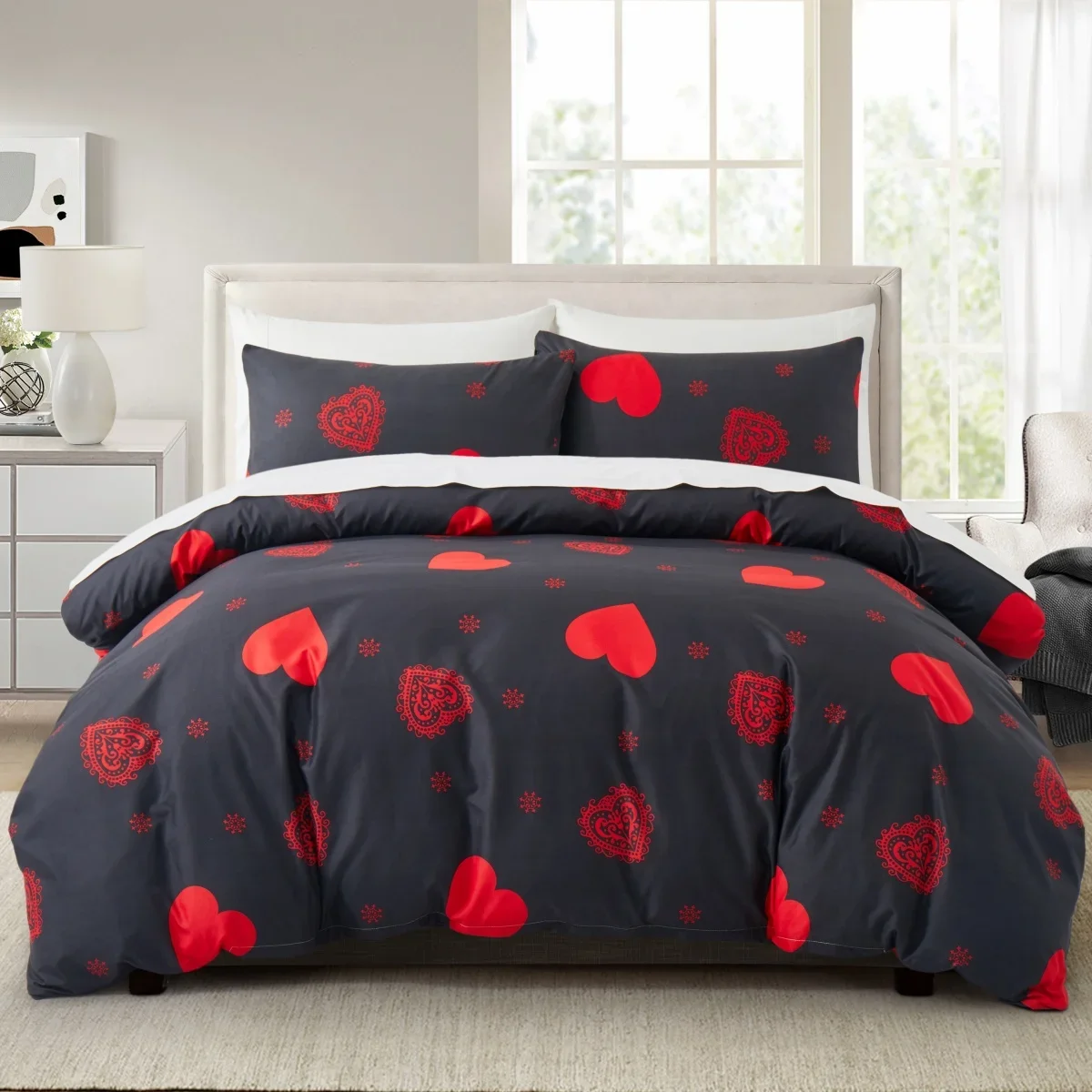 housse de couette Coeur Noir